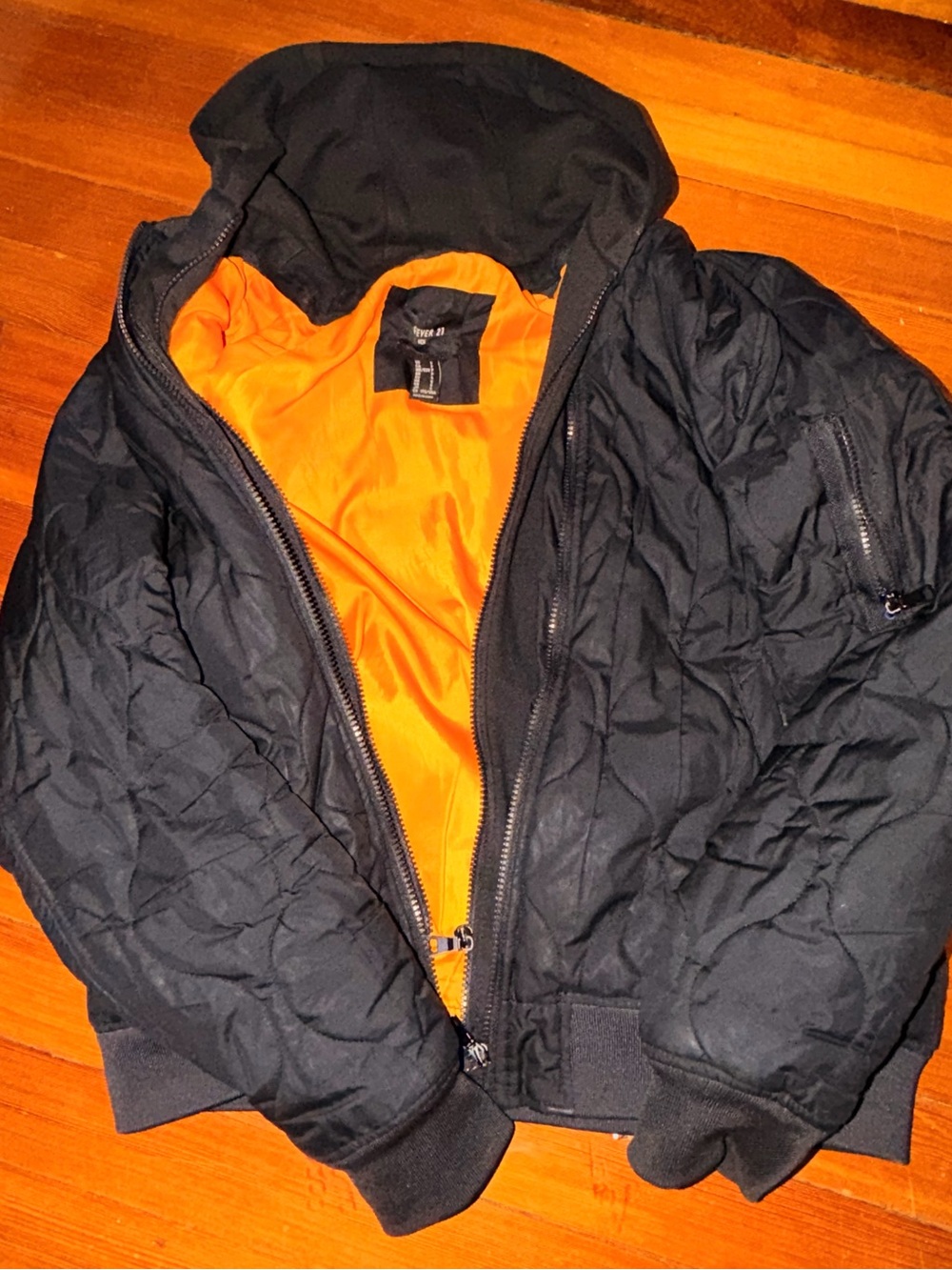 Forever 21 Black Quilted Bomber Jacket